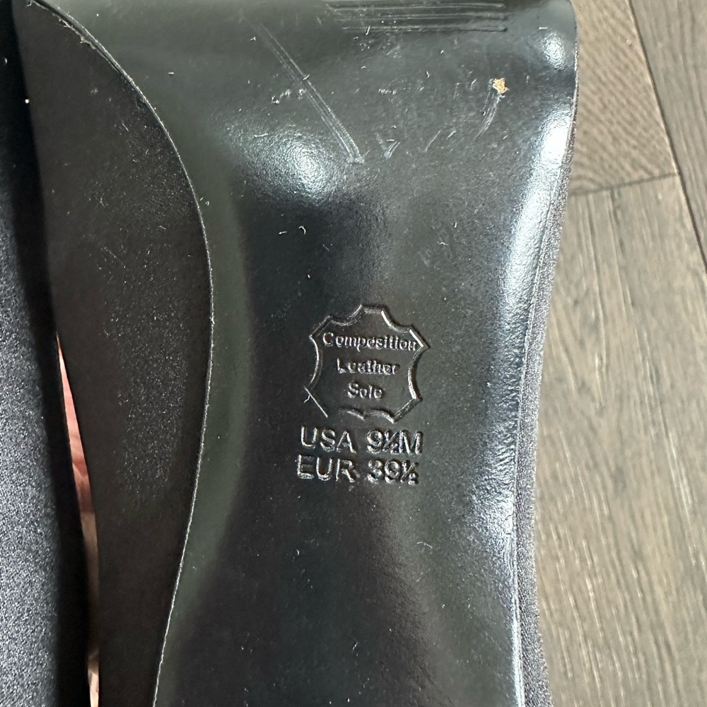 Touch of Nina Black Satin Peep-Toe Heels - Picture 4 of 5